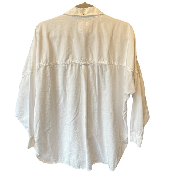 American Eagle XS Oversized button up boyfriend shirt White Long sleeve top - Picture 2 of 7